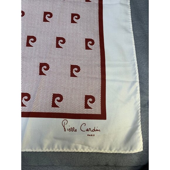 Vintage Pierre Cardin Paris Scarf 1970s Polyester Burgundy Pattern 34"x34" - Picture 2 of 6